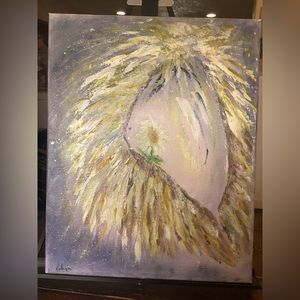 Acrylic art with gold leaf